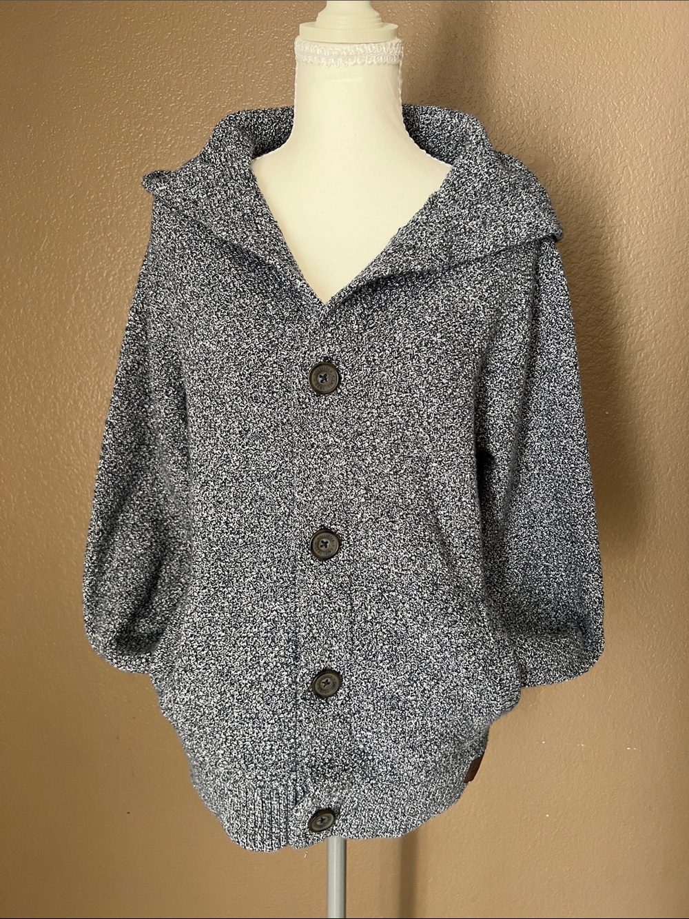 Hollister Hooded Button-Front Sweater Cardigan - Heather Gray - Picture 4 of 5